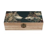 asbwuo Boîte de rangement en bois rose avec couvercle à charnière et fermoir avant, ornée de deux cerises et d'un « s ». Grande boîte à souvenirs.