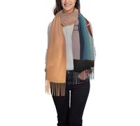 asbwuo Bufanda cálida de cachemira para mujer, estilo pashmina largo con borlas, ideal para el invierno, con diseño de palmeras, sillas y barcos.
