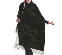 asbwuo Bufanda con diseño de camuflaje verde militar para mujer, chal de cachemira con borlas a cuadros, bufandas grandes de gran tamaño