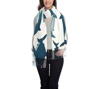 asbwuo Bufanda de cachemira cálida de invierno con estampado de tiburón y varios gestos, chal largo tipo pashmina con borlas para mujer.