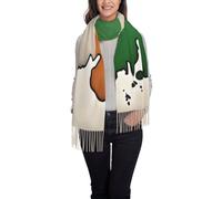 asbwuo Bufanda de cachemira cálida de invierno con mapa de la bandera irlandesa abstracta, chal largo de pashmina con borla para mujer
