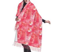 asbwuo Bufanda de cachemira con diseño abstracto de acuarela rosa con confeti para mujer, chal con borlas y cuadros grandes de gran tamaño.