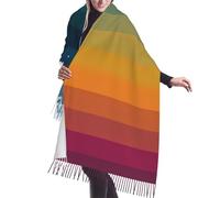 asbwuo Bufanda de cachemira con flecos y rayas arcoíris retro de los años 70 y 80. Las bufandas de seda de otoño e invierno son las más cálidas y suaves: poncho, chal y accesorio de ropa.