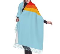 asbwuo Bufanda de cachemira con flecos y rayas retro de colores de los años 70 y 80. Las bufandas de seda de otoño e invierno son las más cálidas y suaves: poncho, chal y accesorio de ropa.