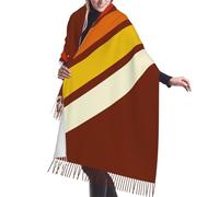 asbwuo Bufanda de cachemira con flecos y rayas retro de los años 70 y 80. Las bufandas de seda de otoño e invierno son las más cálidas y suaves: poncho, chal y accesorio de ropa.