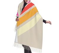 asbwuo Bufanda de cachemira con flecos y rayas retro de los años 70 y 80. Las bufandas de seda de otoño e invierno son las más cálidas y suaves: poncho, chal y accesorio de ropa.