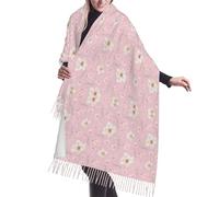 asbwuo Bufanda de primavera rosa con diseño de flores de cerezo Sakura para mujer, chal de cachemira con borlas a cuadros, bufandas grandes de gran tamaño