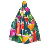 asbwuo Cape à capuche imprimée cocktail tropical pour adulte, idéale pour Halloween, cosplay, fêtes et plus encore.