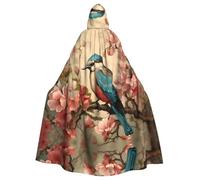asbwuo Cape à capuche pour adulte avec image d'oiseau et de fleur vintage pour Halloween, à porter pendant Halloween, jeu de rôle