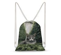 asbwuo Cat on The Ground Drawstring Backpack Sport Gym Bags Yoga Shopping Travel Casual Daypacks for Women Men