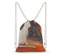 asbwuo Cats And Planets Drawstring Backpack Sport Gym Bags Yoga Shopping Travel Casual Daypacks for Women Men