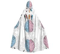 asbwuo (Cerveau humain) Cape épaisse à capuche imprimée unisexe pour Halloween, vampire, sorcière, magicien, cosplay d'Halloween et de Noël