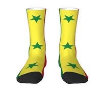 asbwuo Chaussettes drapeau du Sénégal unisexes - chaussettes mi-mollet fantaisie, respirantes, chaudes et confortables pour adultes