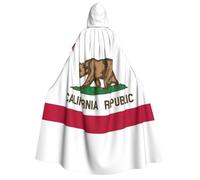 asbwuo Costume de cape à capuche unisexe pour adulte, imprimé drapeau de l'État de Californie, pour Halloween, Noël et carnaval