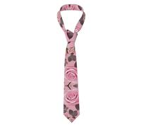 asbwuo Cravate homme à imprimé roses roses - Cravate en soie pour homme, tendance pour les affaires, les mariages, les fêtes et comme cadeau