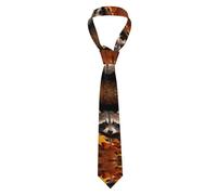 asbwuo Cravate homme motif raton laveur dans un trou d'arbre en automne - Cravate en soie pour homme, tendance pour les affaires, les mariages, les fêtes et comme cadeau
