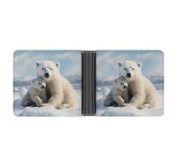 asbwuo Cute Polar Bear Leather Bifold Wallet with 2 Hidden Pockets 6 Card Slots Slim Wallets for Cash, Cards, and ID