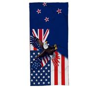 asbwuo Drapeau de la Nouvelle-Zélande et de l'Amérique République Dominicaine Drapeau de l'aigle à tête Blanche Dos en Coton Absorbant, Serviette de Bain Douce 31,5" x 63" Enveloppe Votre Corps