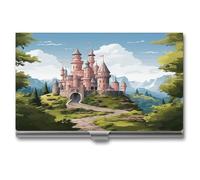 asbwuo Étui Porte-Cartes de Visite de Poche en métal Fin, Motif château de Conte de fées, pour Femmes et Hommes.