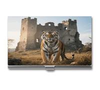 asbwuo Étui Porte-Cartes de Visite de Poche en métal Fin, Motif Tigre « Ruine enchantée », pour Femmes et Hommes.