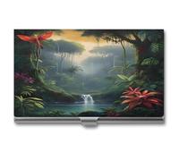 asbwuo Étui Porte-Cartes de Visite de Poche en métal Fin, Portefeuille de Poche imprimé « Pluie de Porto Rico », pour Femmes et Hommes