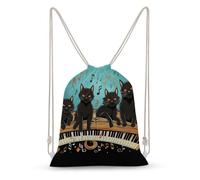 asbwuo Four Black Cats Lying on The Piano Keyboard Drawstring Backpack Sport Gym Bags Yoga Shopping Travel Casual Daypacks for Women Men