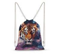 asbwuo Galaxy Tiger Drawstring Backpack Sport Gym Bags Yoga Shopping Travel Casual Daypacks for Women Men