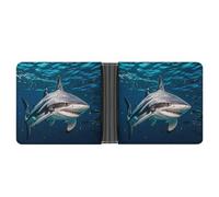 asbwuo Hammerhead Shark Scans The Ocean Leather Bifold Wallet with 2 Hidden Pockets 6 Card Slots Slim Wallets for Cash, Cards, and ID