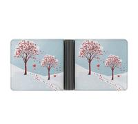 asbwuo Heart Shaped Leaf Tree Leather Bifold Wallet with 2 Hidden Pockets 6 Card Slots Slim Wallets for Cash, Cards, and ID