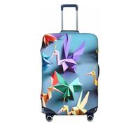 asbwuo Housse de Bagage en Papier Kraft Multicolore avec imprimé grues en Origami, Protection de Valise Tendance Lavable et résistante aux Rayures, Noir, Petite Taille
