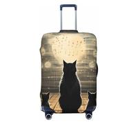 asbwuo Housse de Valise à Motif Chat et Notes de Musique, Protection de Voyage, Impression Graphique Double Face, Housse élastique (pour valises de 56 à 61 cm)