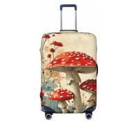 asbwuo Housse de Valise à Motif Fleurs et Champignons Rouges, Protection de Voyage, Housse élastique imprimée Recto Verso (pour valises de 56 à 61 cm)