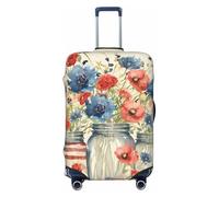 asbwuo Housse de Valise à Motifs Floraux et Drapeaux nationaux, Protection de Voyage, Housse élastique imprimée Recto Verso (pour valises de 56 à 61 cm)