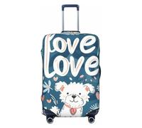 asbwuo Housse de Valise « Cœurs et Chiens Amoureux », Protection de Voyage, imprimé Graphique Double Face, Housse élastique (pour valises de 56 à 61 cm)