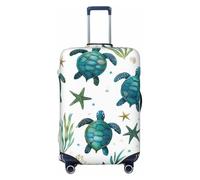 asbwuo Housse de Valise élastique Lavable à Motif Tortue et Vie Marine, Protection Anti-Rayures avec Fermeture éclair dissimulée pour valises de 18 à 32 Pouces (Petit modèle).
