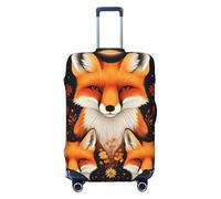 asbwuo Housse de Valise Fox Family Floral Night, élastique et Lavable, Anti-Rayures, avec Fermeture éclair dissimulée, pour valises de 45 à 80 cm (Taille Moyenne).