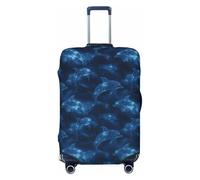 asbwuo Housse de Valise Magnifique Bleu Galaxie Dauphin, Protection élastique Lavable, Grande Taille (Valise de 25 à 28 Pouces)