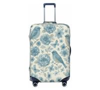 asbwuo Housse de Valise Pretty Blue Bird à Motif Floral, Protection élastique Lavable, Grande Taille (Valise de 25 à 28 Pouces)