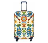asbwuo Housse de Valise Style Talavera Mexicain, Motif Oiseaux et Fleurs, Protection de Voyage, imprimé Graphique Double Face, élastique (pour valises de 56 à 61 cm)
