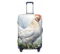 asbwuo Housse de Valise végétale à Motif Poulet Blanc, Protection de Voyage, Housse élastique imprimée Recto Verso (pour valises de 56 à 61 cm)