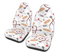 asbwuo Housses de siège Auto universelles Blanches à imprimé Nurse Love, Lot de 2 pièces - Protections de siège Avant Extensibles pour Voitures, camions et SUV, Coupe baquet, Respirantes