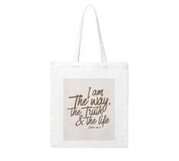 asbwuo Jean 14:6 Je suis le chemin, la vérité et la vie. Sac fourre-tout en toile résistante - Sac de courses réutilisable, écologique et lavable pour les voyages, le camping et le quotidien.