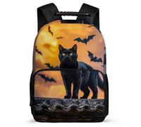 asbwuo Le chat noir fait les cent pas sur le toit Sac à dos léger et décontracté Sac de travail d'affaires Design classique durable pour un usage quotidien