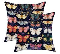 asbwuo Lot de 2 Housses de Coussin décoratives à Motif Papillon, Motif Papillon coloré, décoration Chic pour Le Printemps et l'été, canapé-lit, 40 x 40 cm