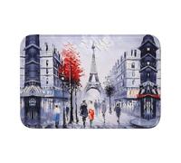 asbwuo Paillasson Motif Arbre de la Ville de Paris, Tour Eiffel, Tapis de Sol antidérapant pour intérieur/extérieur en Polyester, Tapis d'ourlet Amusant et Durable, 40 x 60 cm