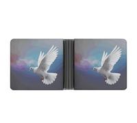 asbwuo Peace Dove Leather Bifold Wallet with 2 Hidden Pockets 6 Card Slots Slim Wallets for Cash, Cards, and ID
