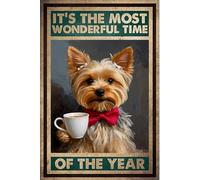 asbwuo Plaque en métal vintage en aluminium « Yorkshire Terrier » « C'est le moment le plus merveilleux » - Décoration murale rétro pour la maison, le café et le jardin - Cadeau pour la décoration