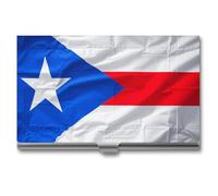 asbwuo Porte-Cartes de Visite Drapeau de Porto Rico, étui Fin en métal avec Fermeture à Boucle, Organiseur de Cartes d'identité pour Hommes et Femmes, Portefeuille Portable pour Poche et Mallette