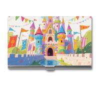 asbwuo Porte-Cartes de Visite en Aluminium - Étui Unisexe Fin et élé imprimé château de Conte de fées pour réunions Professionnelles