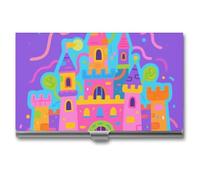 asbwuo Porte-Cartes de Visite en Aluminium - Étui Unisexe Fin imprimé château de Dessin animé pour réunions Professionnelles